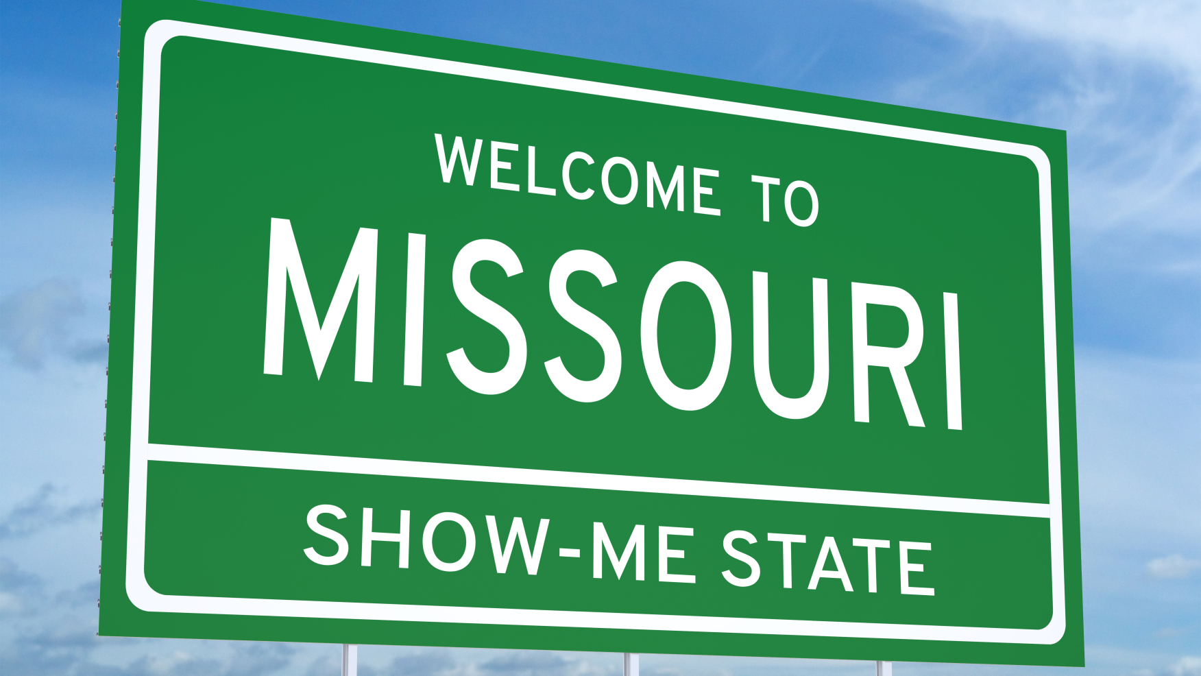 Welcome to Missouri state concept on road sign