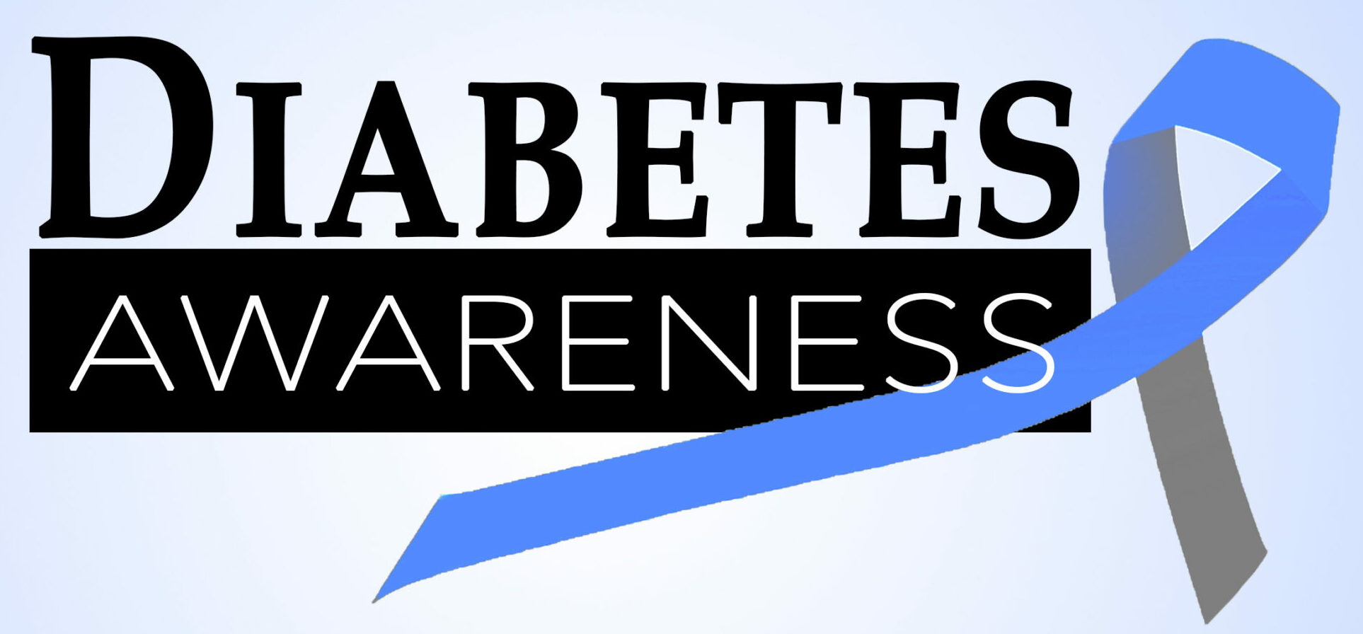 Diabetes awareness with blue and grey ribbon