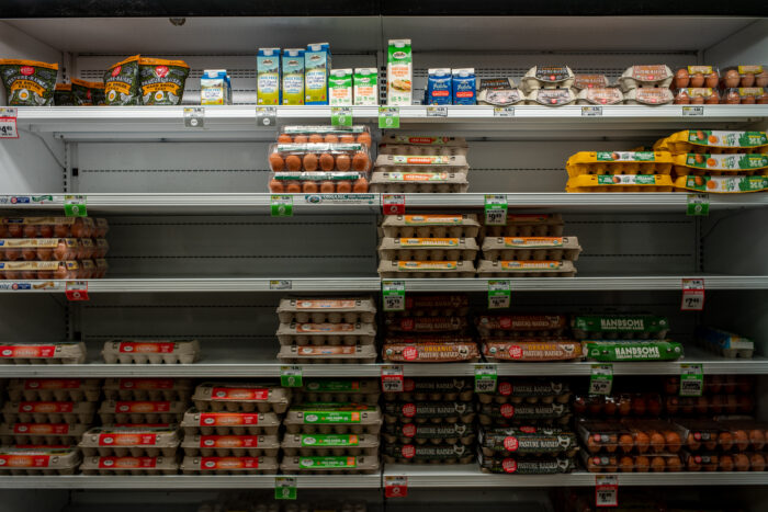 HOUSTON, TEXAS - AUGUST 15: Cartons of eggs are seen for sale in a Sprouts Farmers Market on August 15, 2022 in Houston, Texas. Egg prices steadily climb in the U.S. as inflation continues impacting grocery stores nationwide. (Photo by Brandon Bell/Getty Images)
