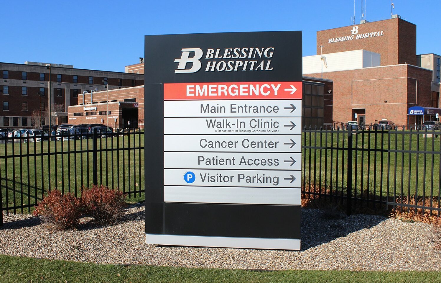 Blessing emergency entrance sign