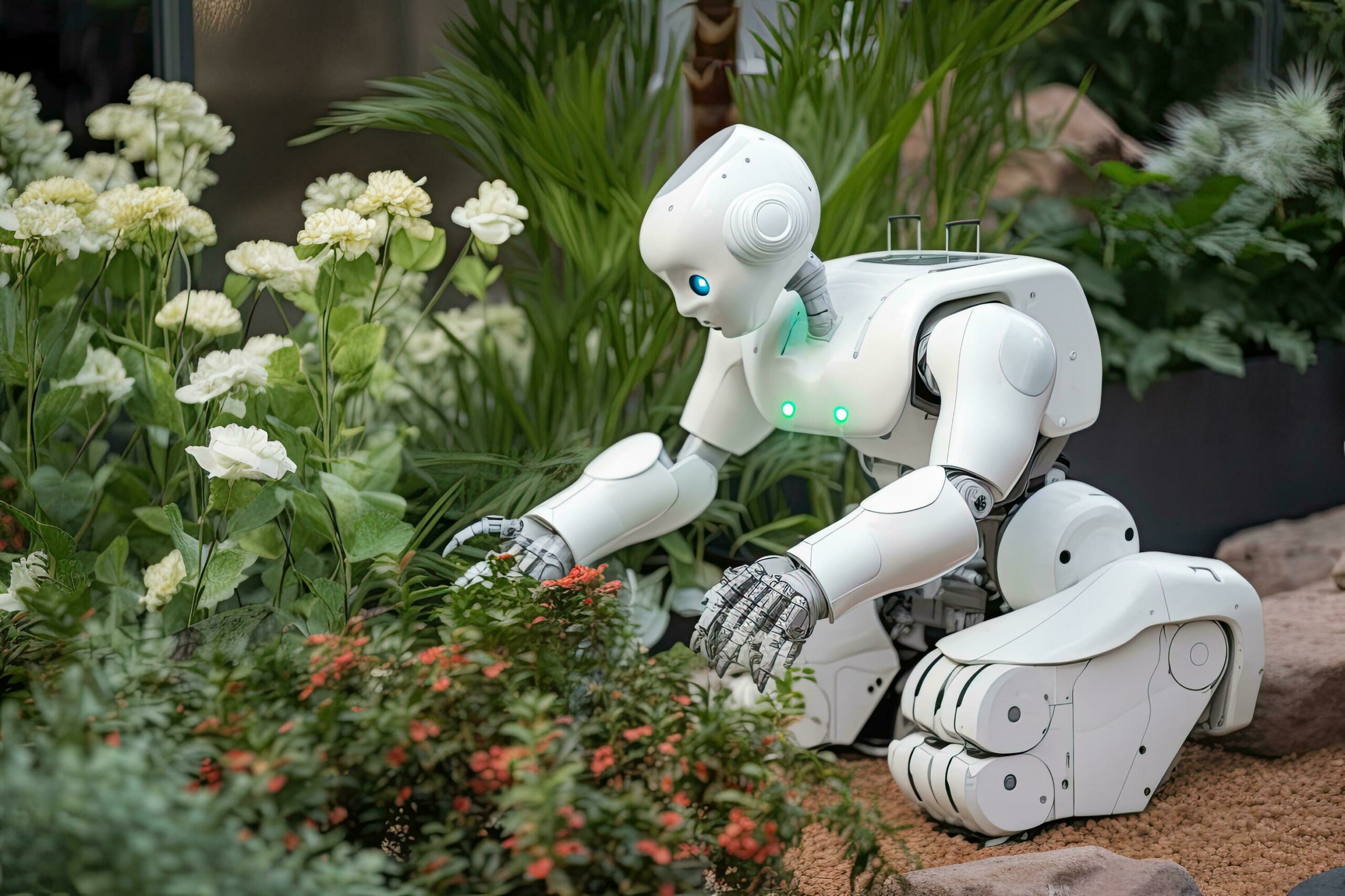 robot-in-the-garden-artificial-intelligence-concept-cute-robot-a-robot-gardener-taking-care-of-a-garden-ai-generated-free-photo