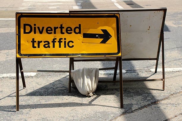 Diverted traffic sign with clipping path