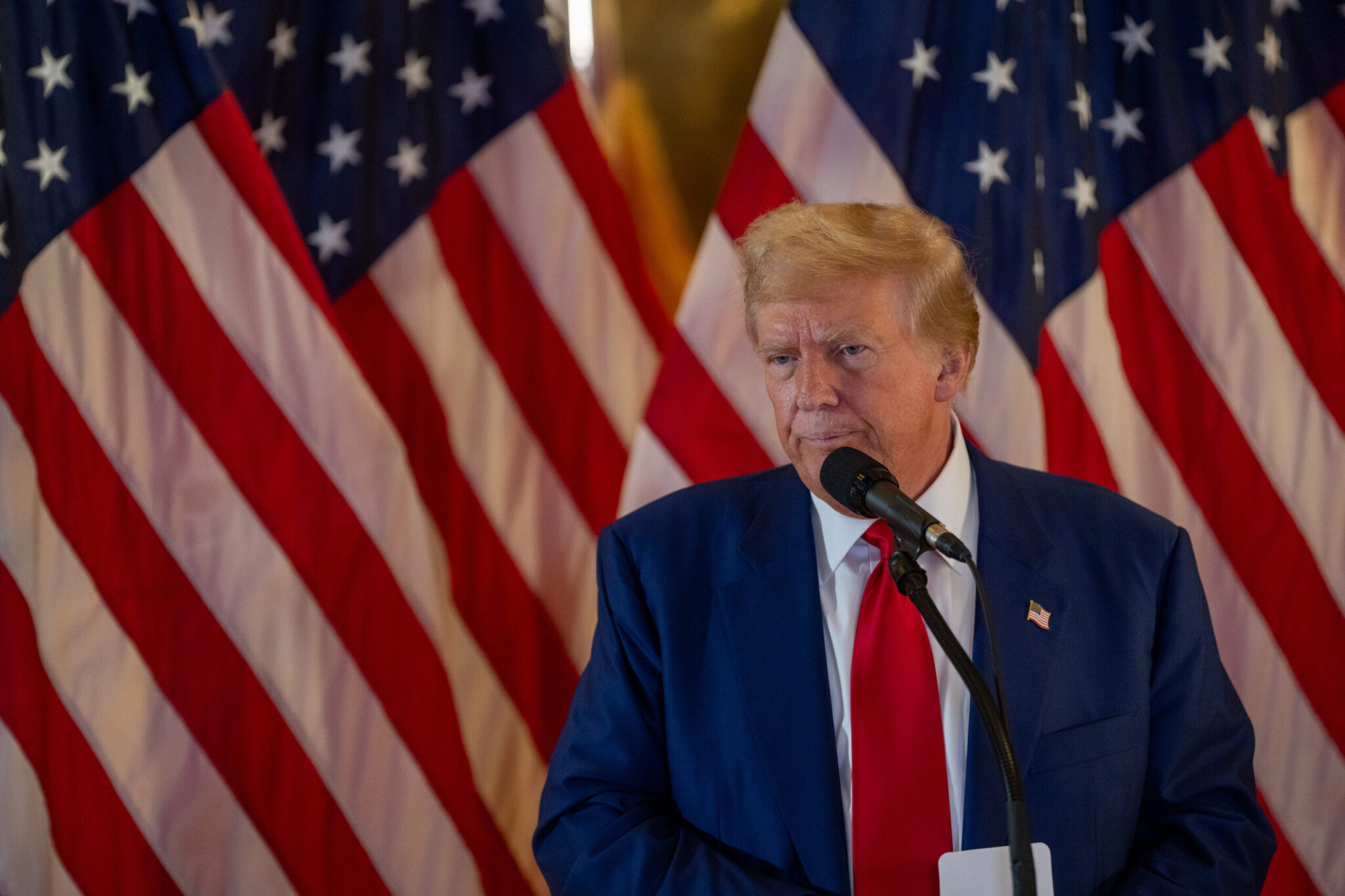 NEW YORK, NEW YORK - MAY 31: Former President and Republican Presidential candidate Donald Trump speaks during a press conference at Trump Tower on May 31, 2024 in New York City. The former president was found guilty on all 34 felony counts of falsifying business records in the first of his criminal cases to go to trial. (Photo by David Dee Delgado/Getty Images)