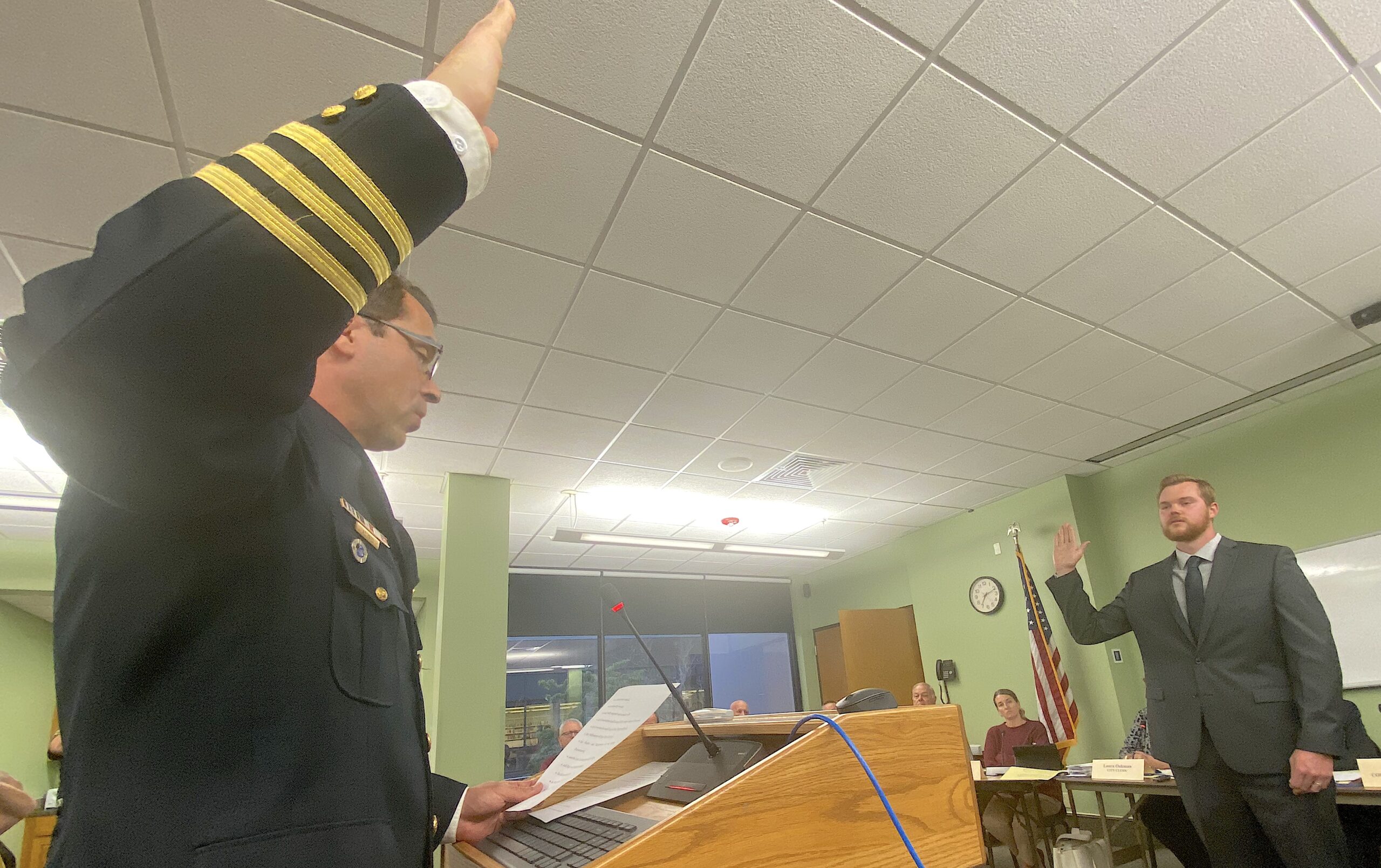 Yates swears in officer