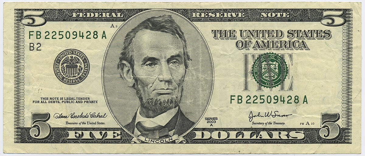 five dollar bill lincoln