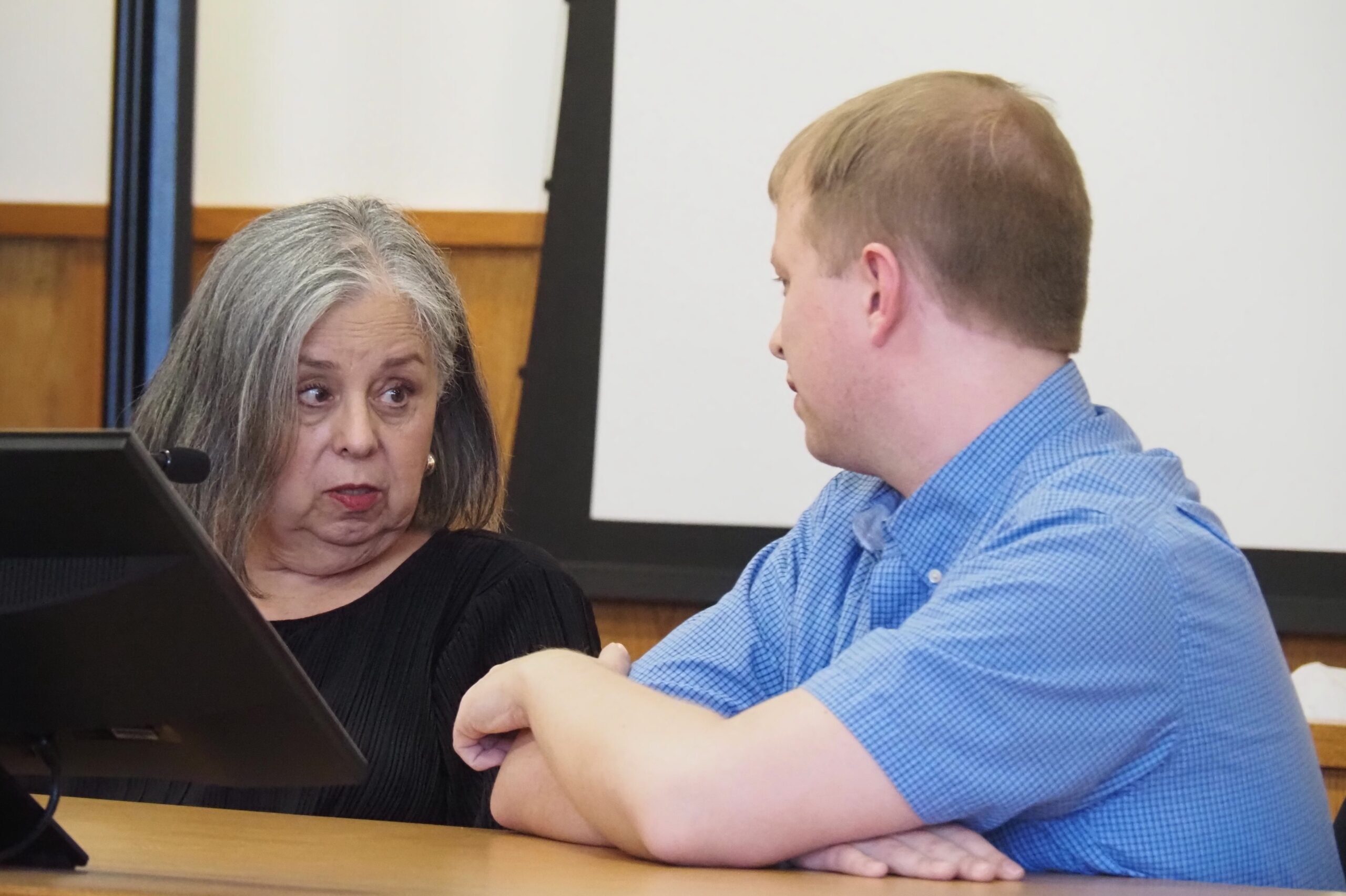 Kim Sandegren, right, sits with Public Defender Betsy Bier during his plea hearing on Thursday in Adams County Circuit Court.