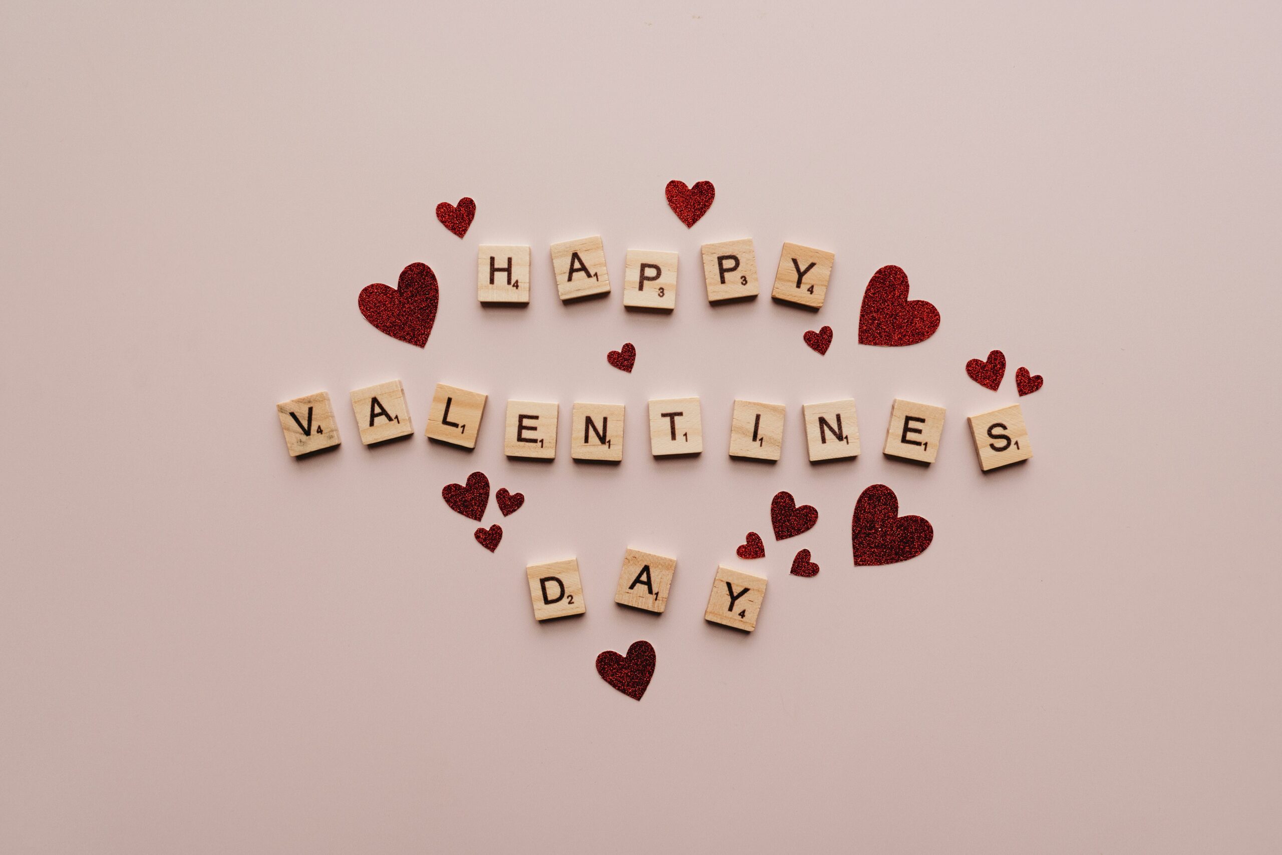 Valentines day scrabble letters